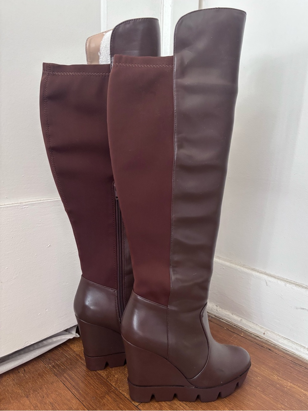 BCBGMaxAzria Dark Brown Knee High Wedge Boots
